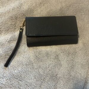 Black Leather Wristlet Wallet
